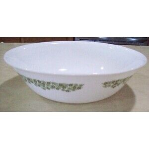 Vintage Corelle Salad Serving Bowl Spring Blossom Green Crazy Daisy Large 8.5"